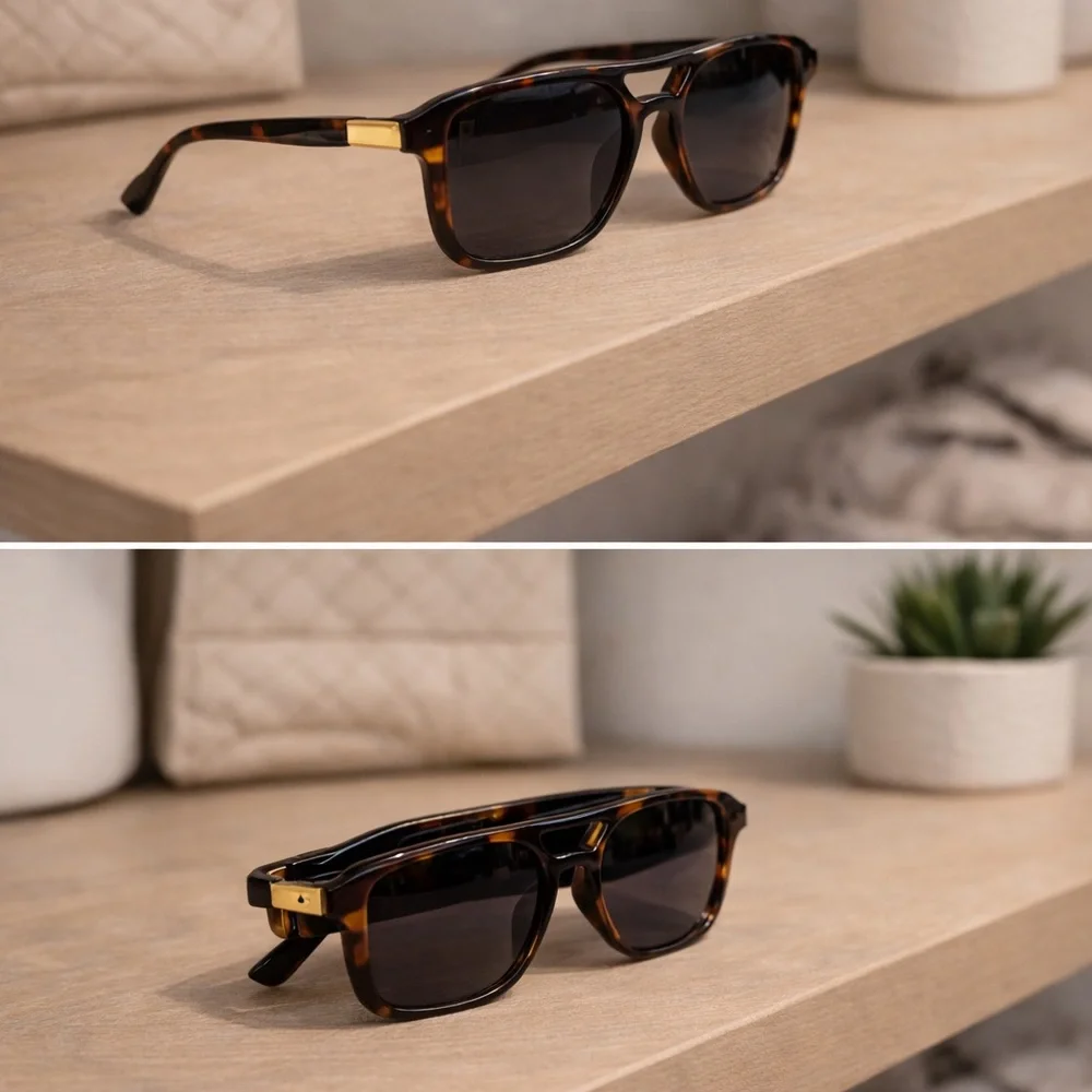 Tortoise Shell Sunglasses with Gold Accents